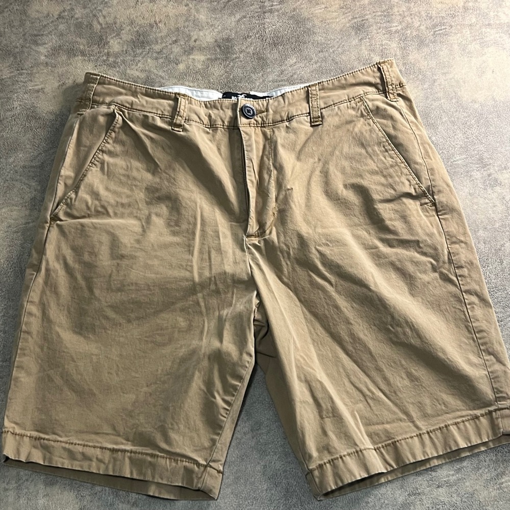 Hollister Flat Front Shorts Mens 32 Khaki Epic Flex Chino 9 Inch Inseam